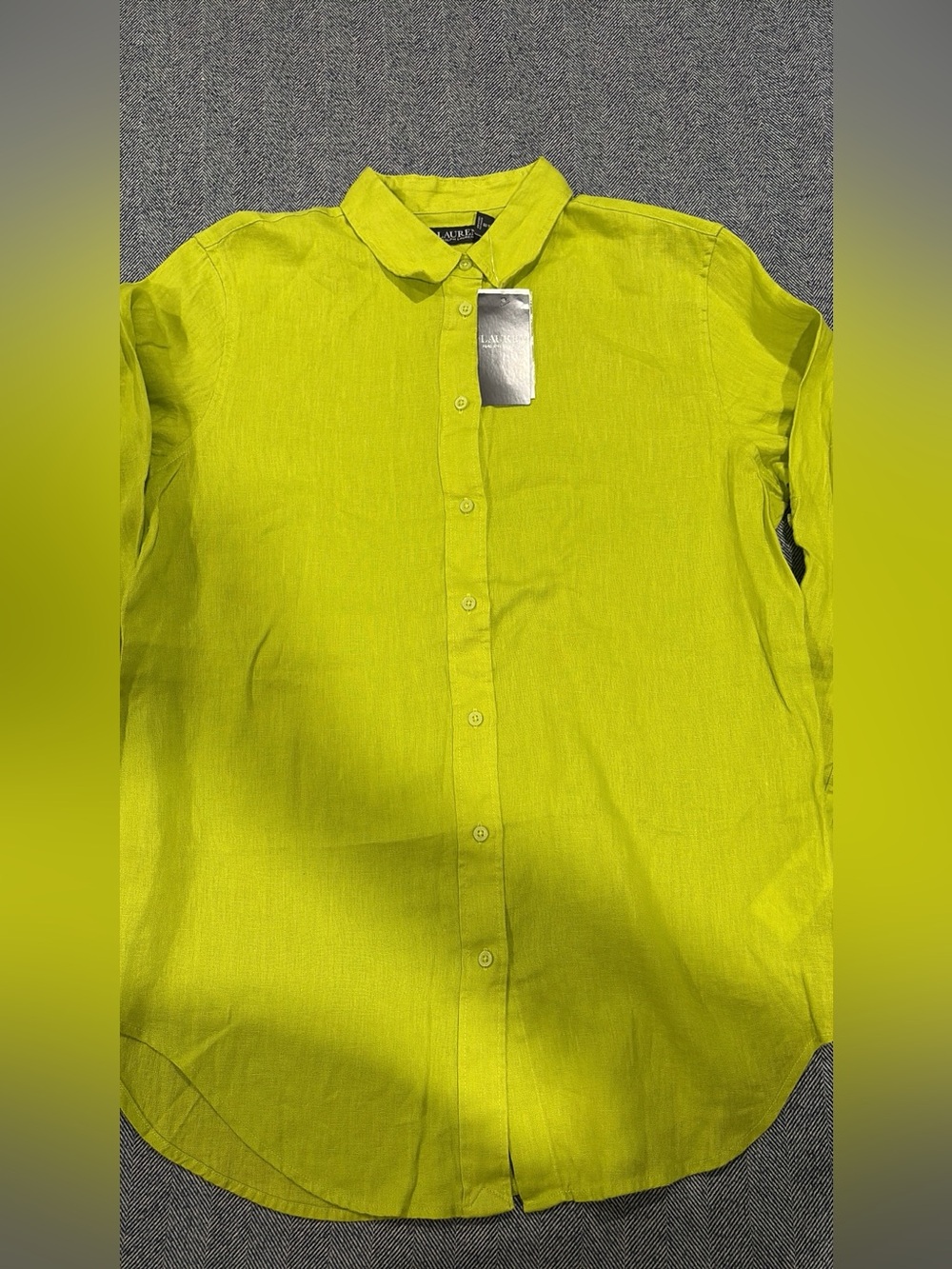 Lauren Ralph Lauren Karrie-long sleeve-shirt-tissue linen | lime citrus | size M